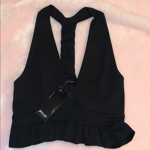 Black frill hem top